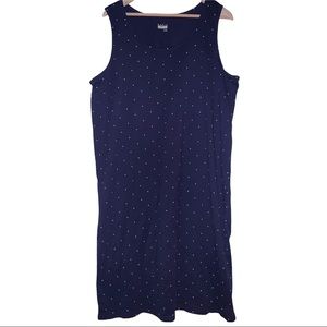 Basic Navy Blue & White Polka Dot Sleeveless Maxi Dress